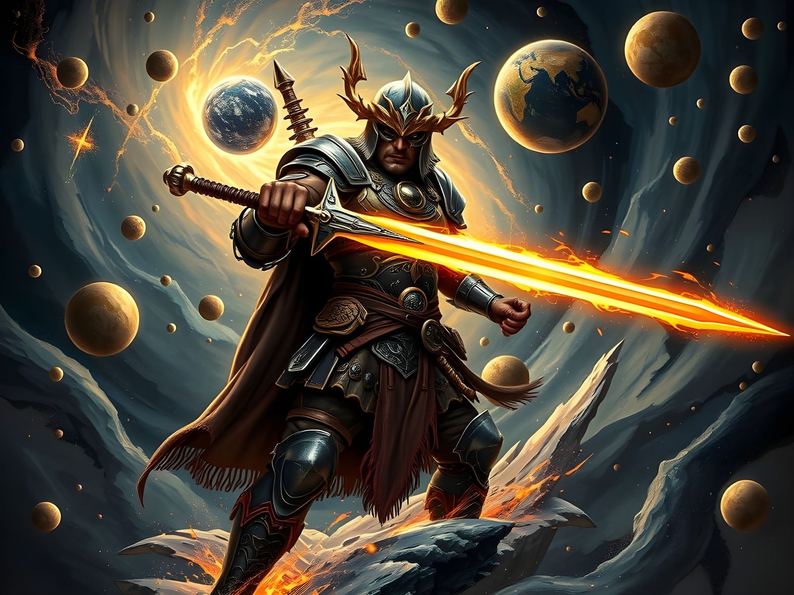 Cosmic Barbarian: A Digital Surrealist Illustration