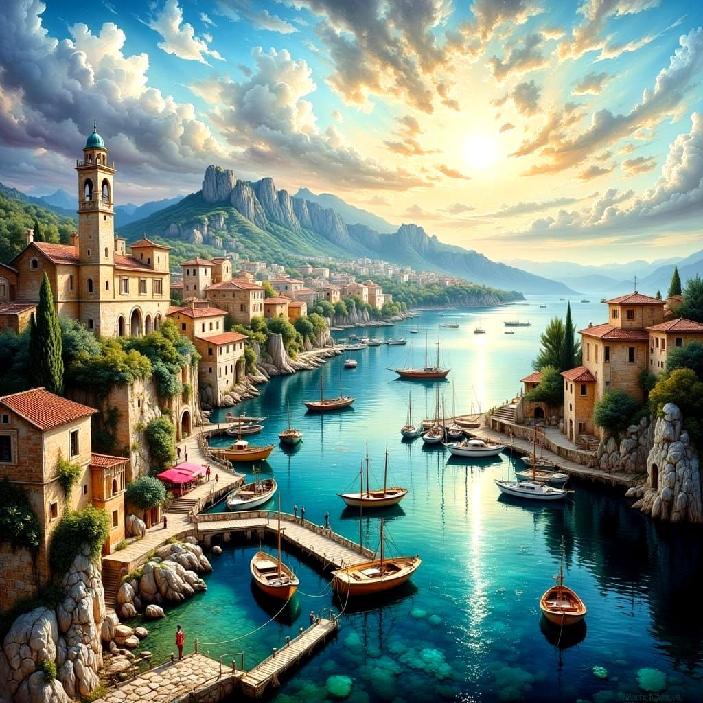 Maltese Harbor: A Hyperrealistic Oil Painting