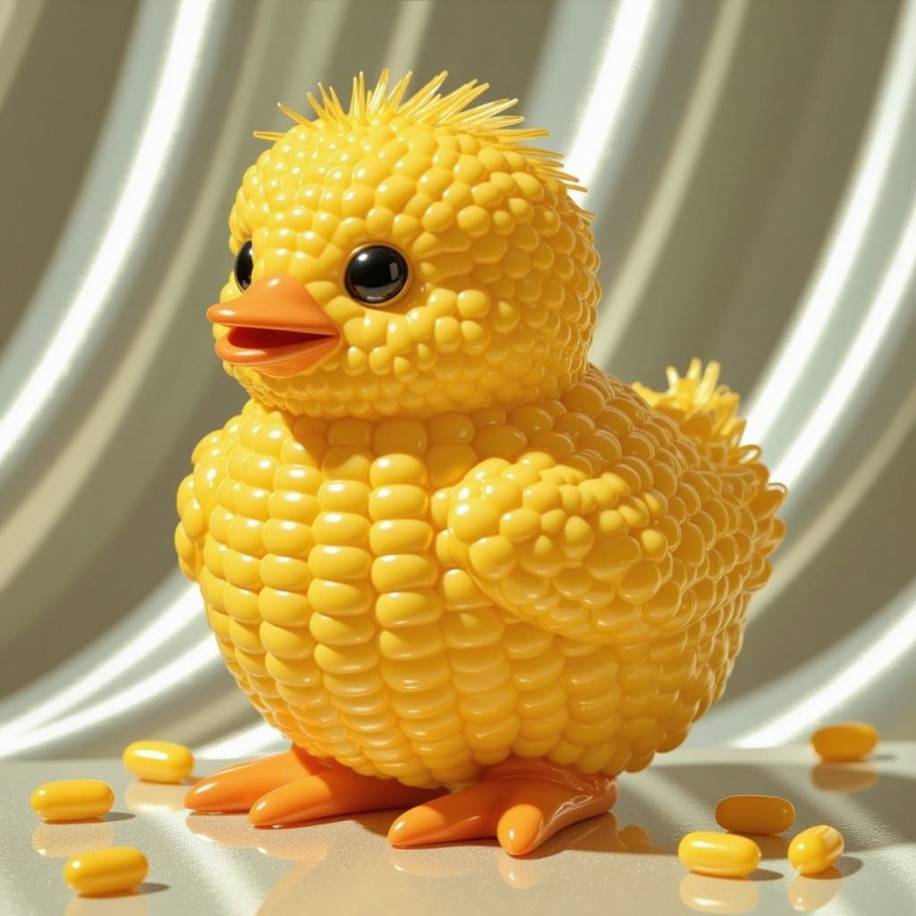 Sparkling Corn Chick Sculpture