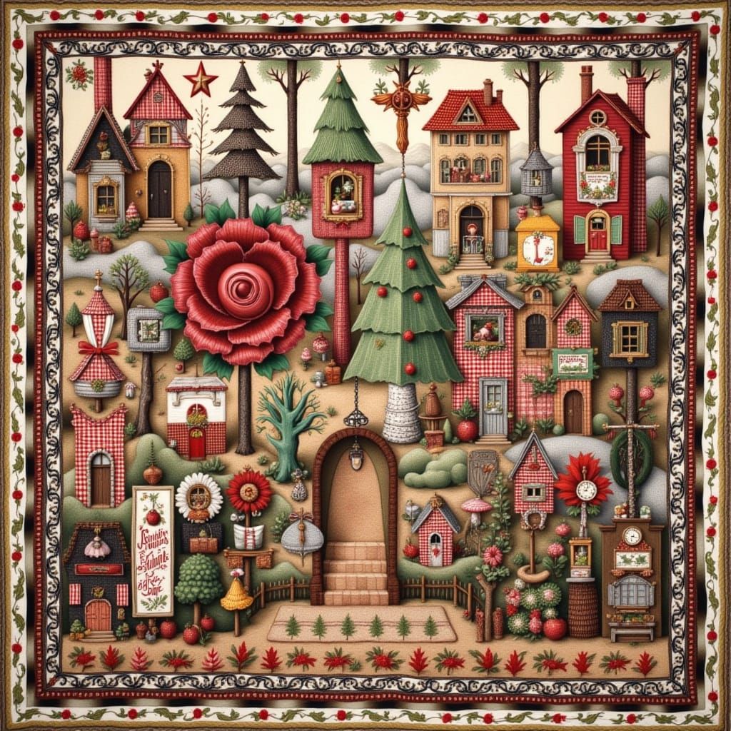 Charming Folk Art Composition