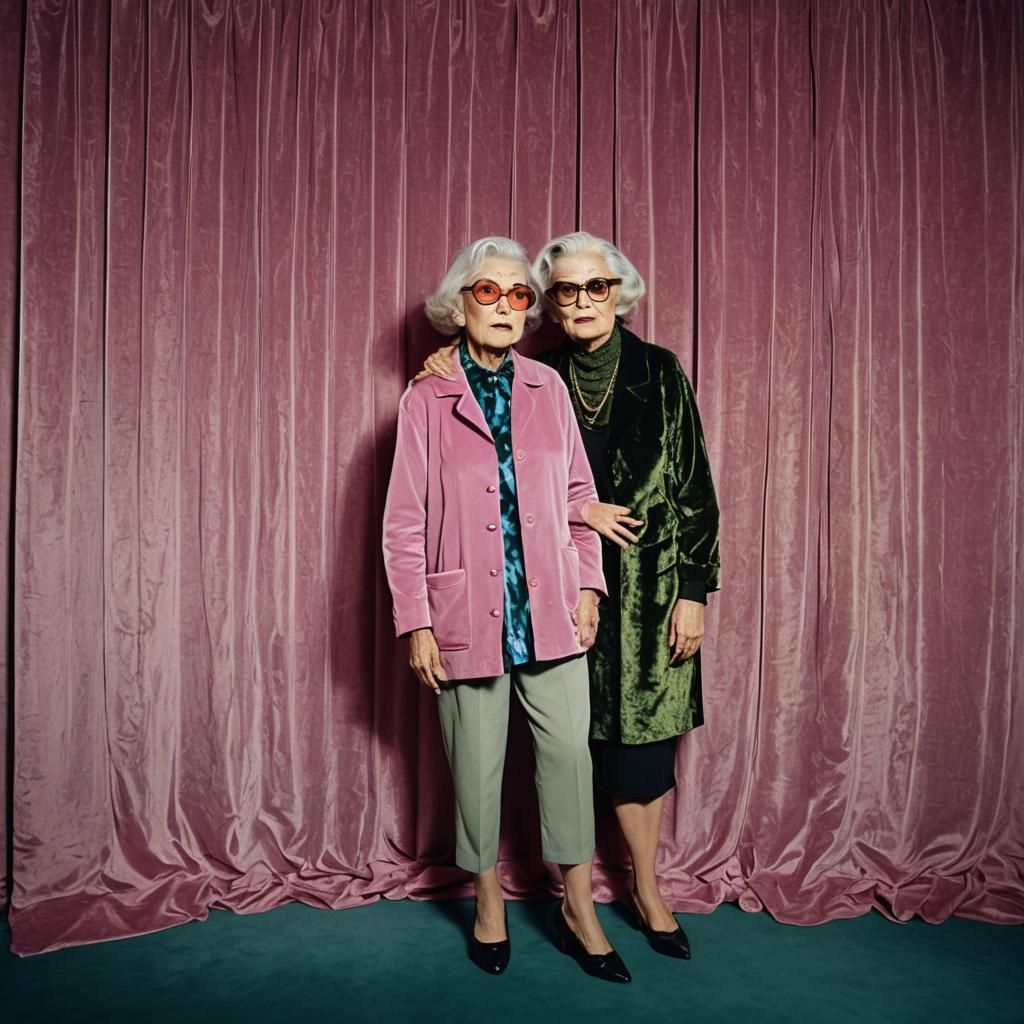 Cinematic Portrait of Elegant Elderly Woman in Velvet