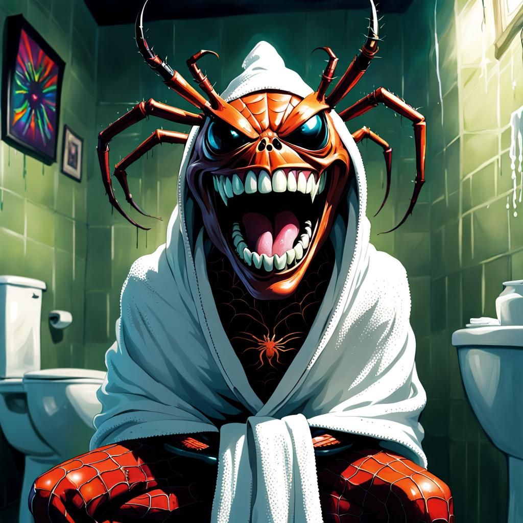 Laughing Spider Jerusalem in Psychedelic Art Style