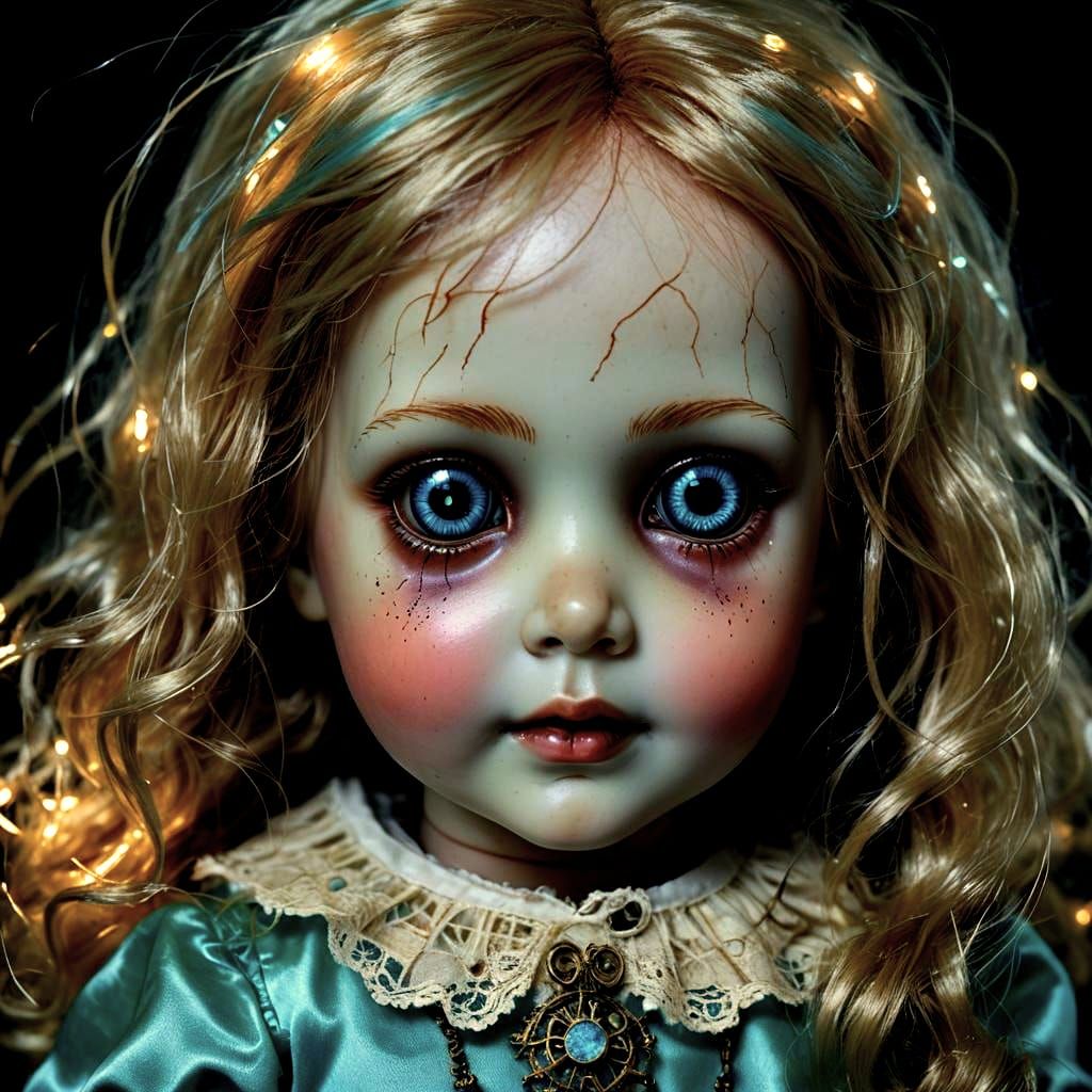 Bioluminescent Haunted Doll in Dreamscape Photo