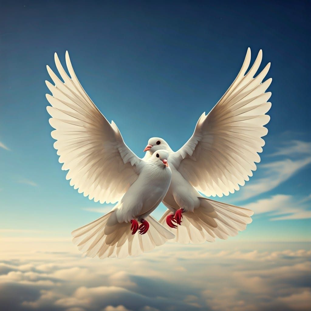 Gentle White Doves in Harmony