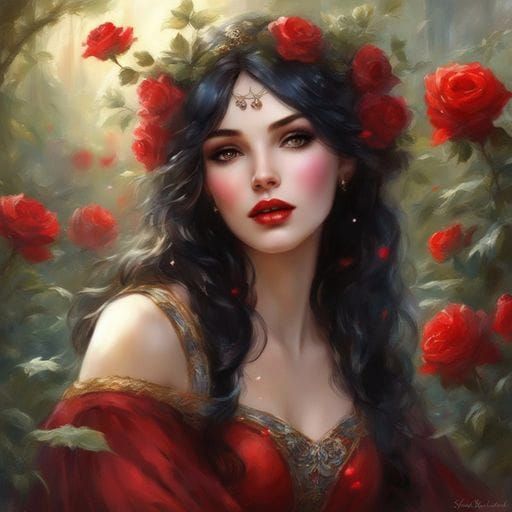 Gothic Snow White in Enchanted Garden