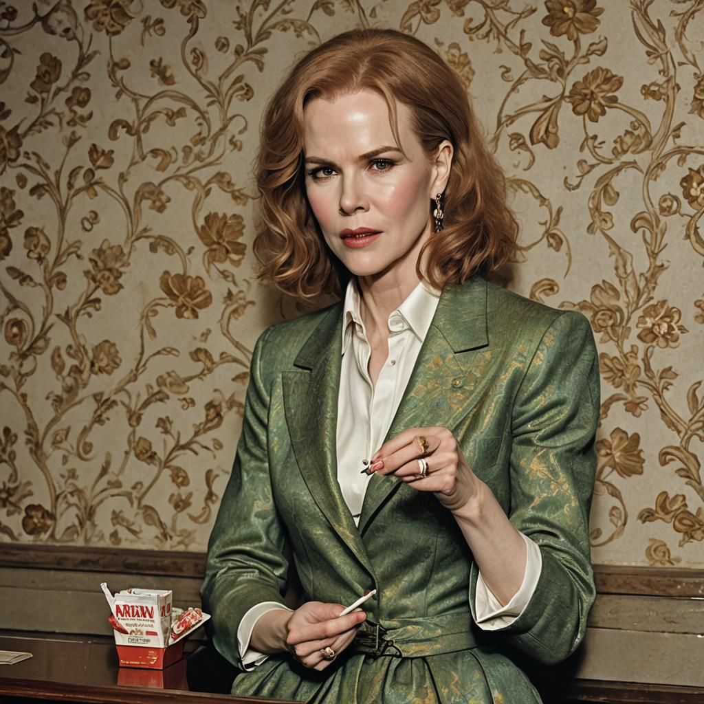 Nicole Kidman Smoking in a Movie Theater, Majolica Style