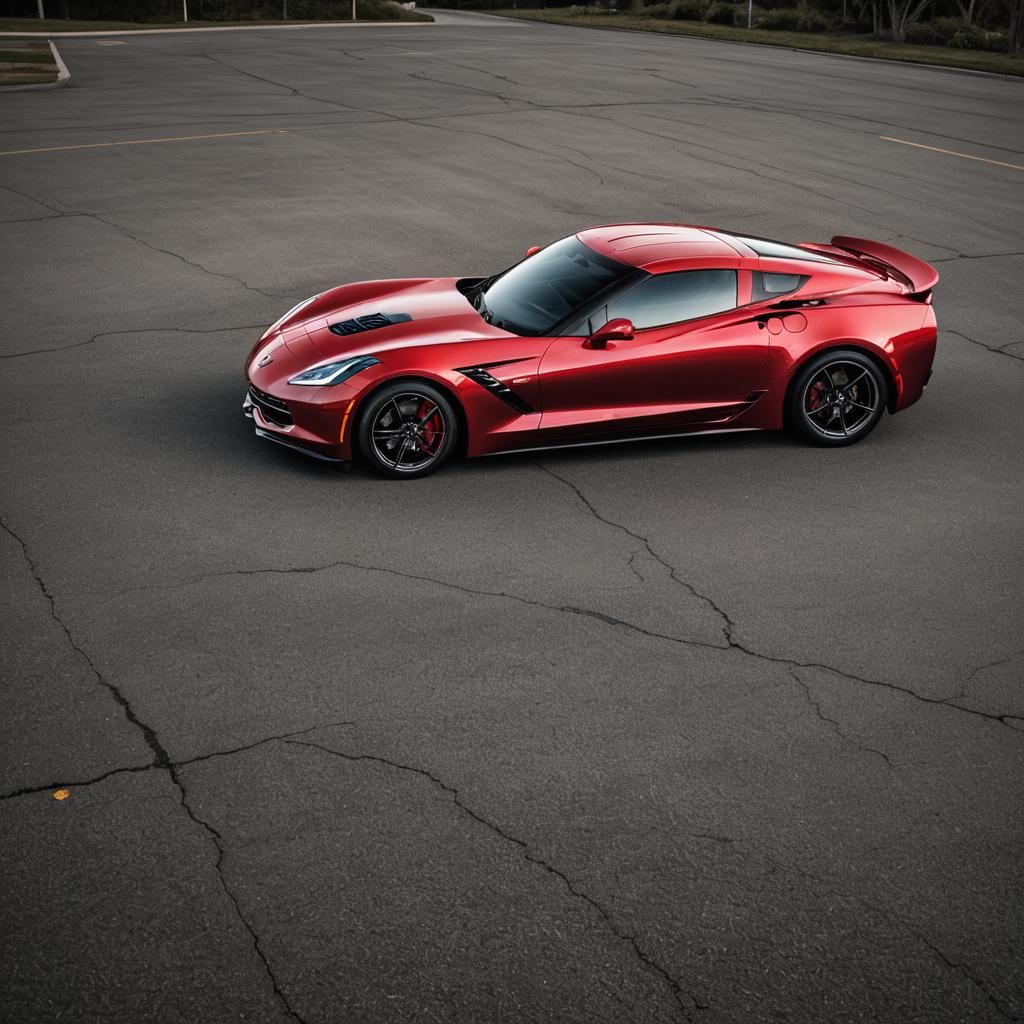 Hyperrealistic Red Corvette in Cinematic Lighting