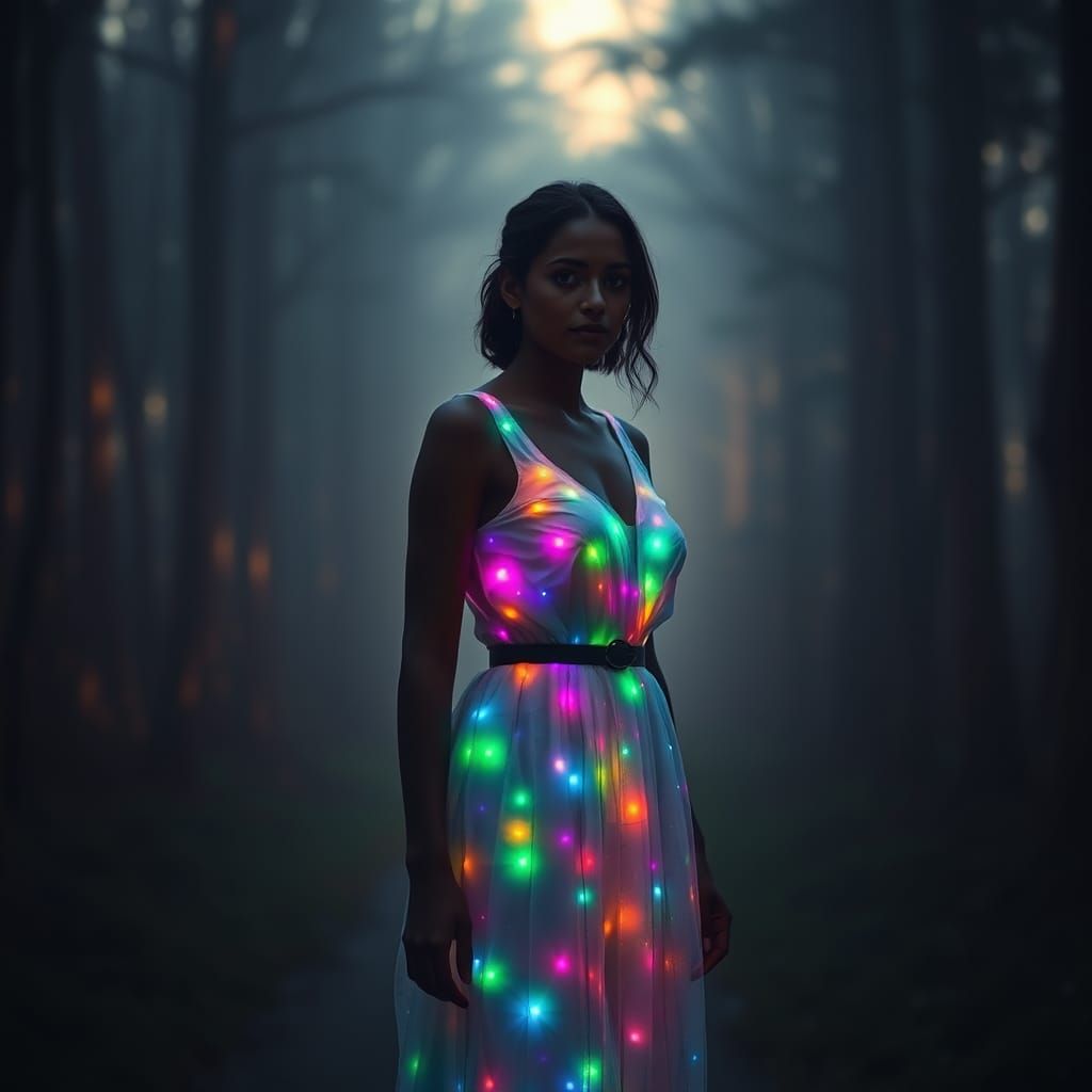 Mystical Woman Radiates Heavenly Light on a Twilight Forest ...