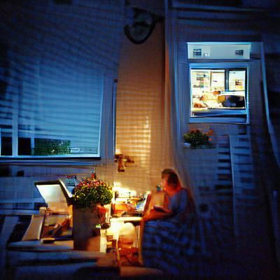 Peaceful Late Night Home Interior in July