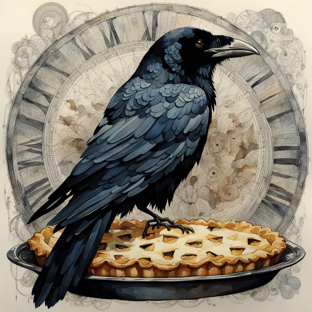 Gothic Raven in a Pie: Double Exposure Art