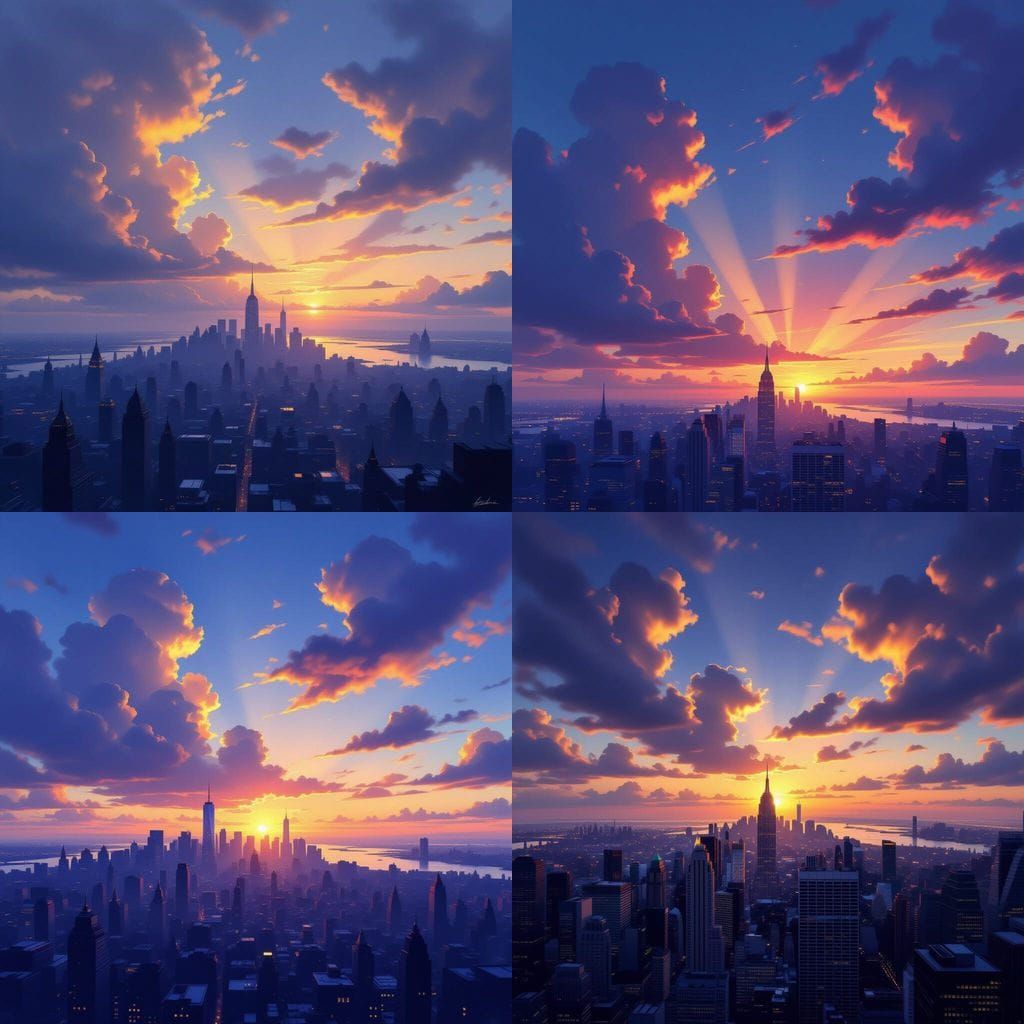 Vast Cityscape at Dusk With Golden Clouds