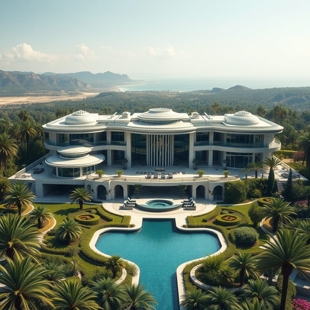 Modern Mega Mansion Estate in Luxurious Landscape