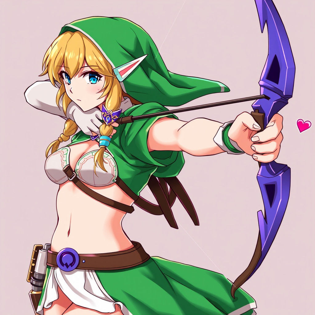 Princess Zelda Archer in Anime Key Visual Style