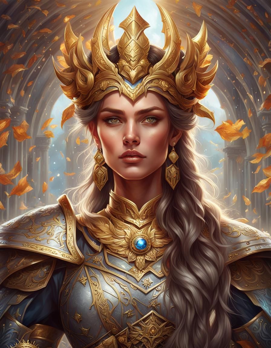 Hyperrealistic Warrior Queen Portrait in Fantasycore Style