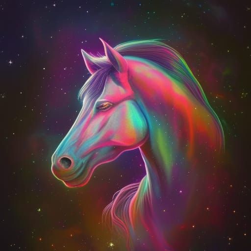 Cosmic Horse Galaxy Portrait in Digital Art