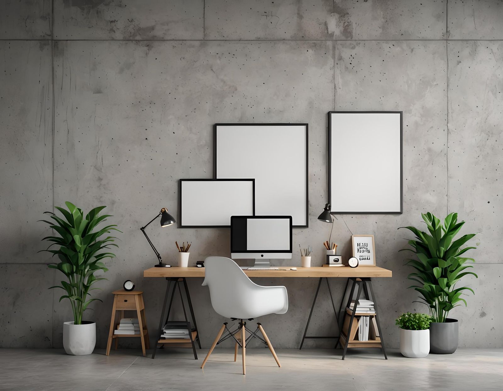 Dream Workspace with Poster Mockups in 3D