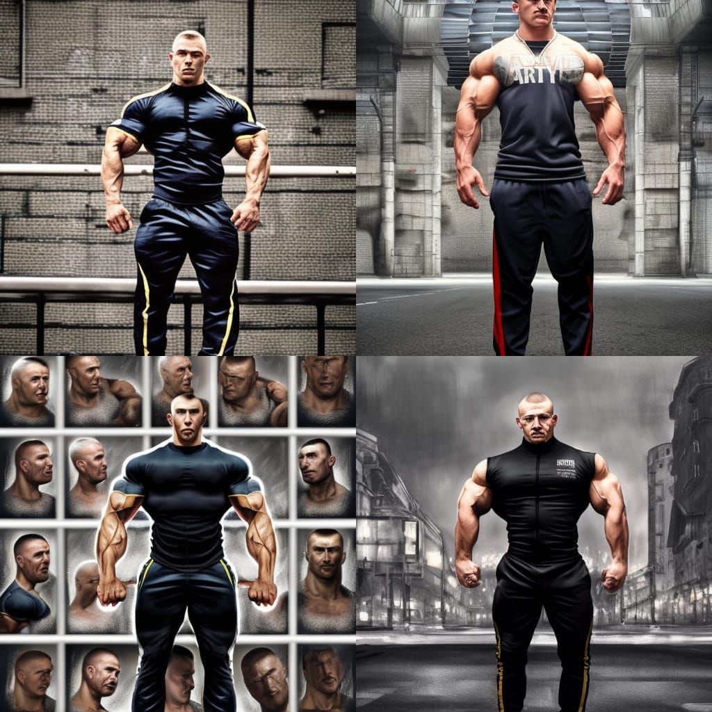 Muscular Bodybuilder in Tracksuit: Digital Art Portrait