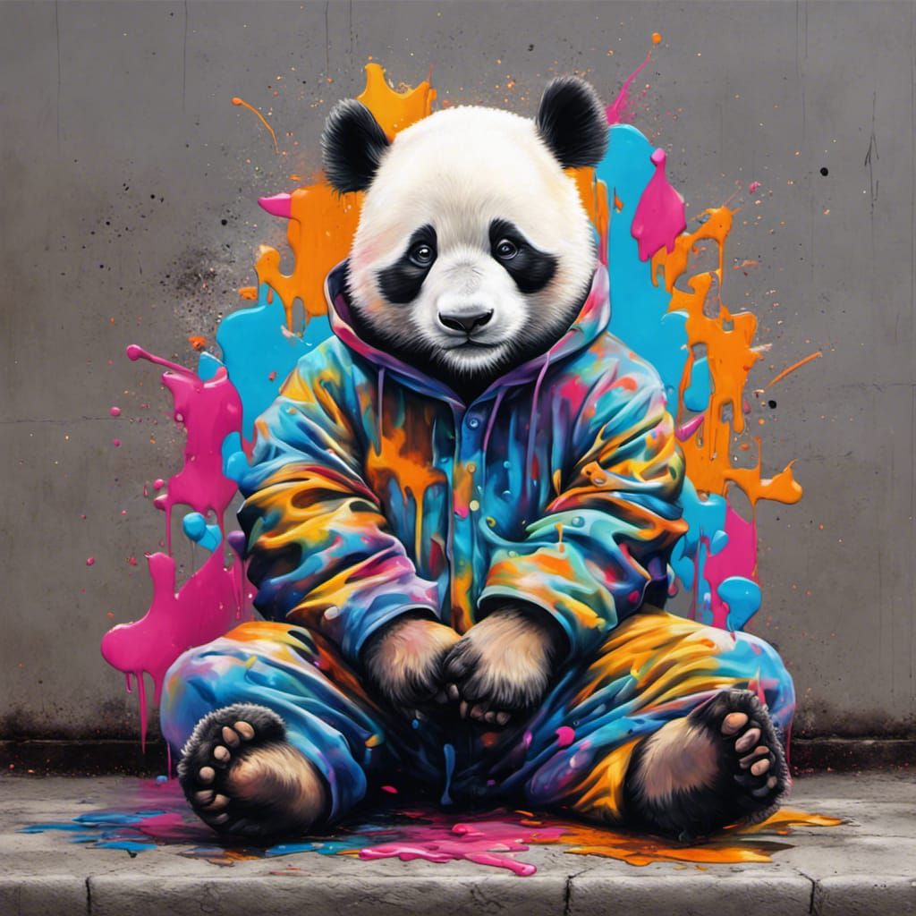 Panda in Pajamas: Colorful Graffiti Street Art