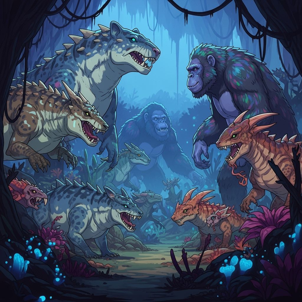 Vibrant Prehistoric Creatures in Underearth Ecosystems