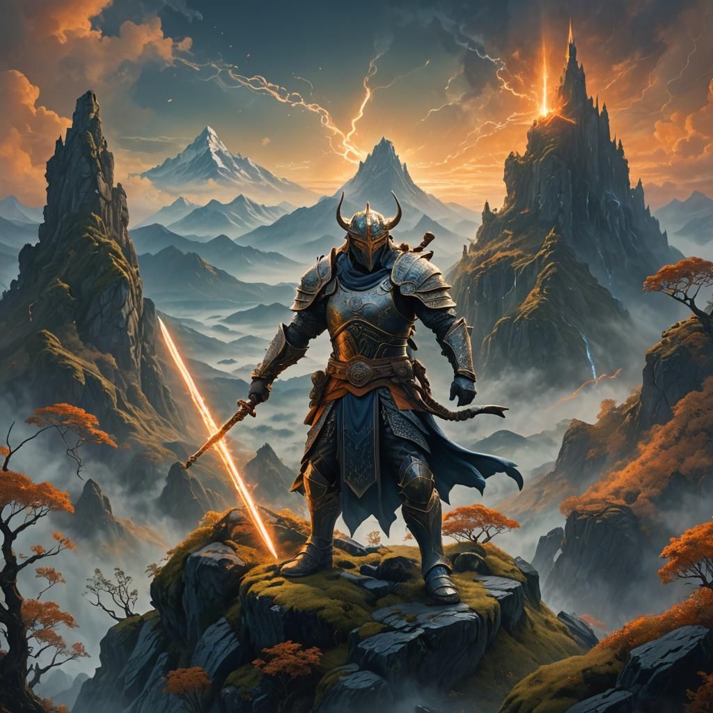 Fantasy Warrior on Mystical Mountain in Unreal Engine