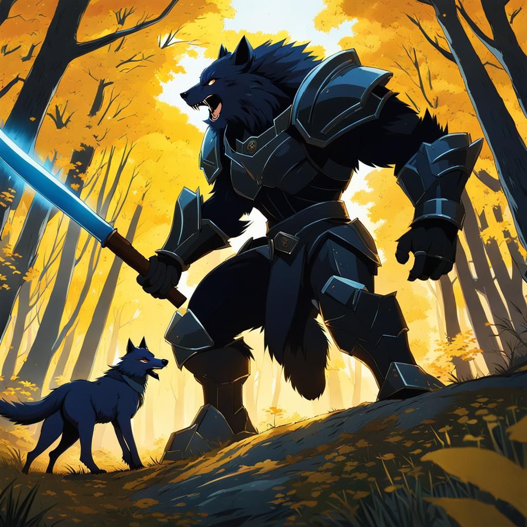 Paladin vs Werewolves in Forest: Studio Ghibli Anime
