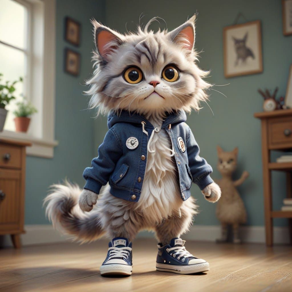 Charming Fairy Tale Cat in Chuck Taylor Sneakers