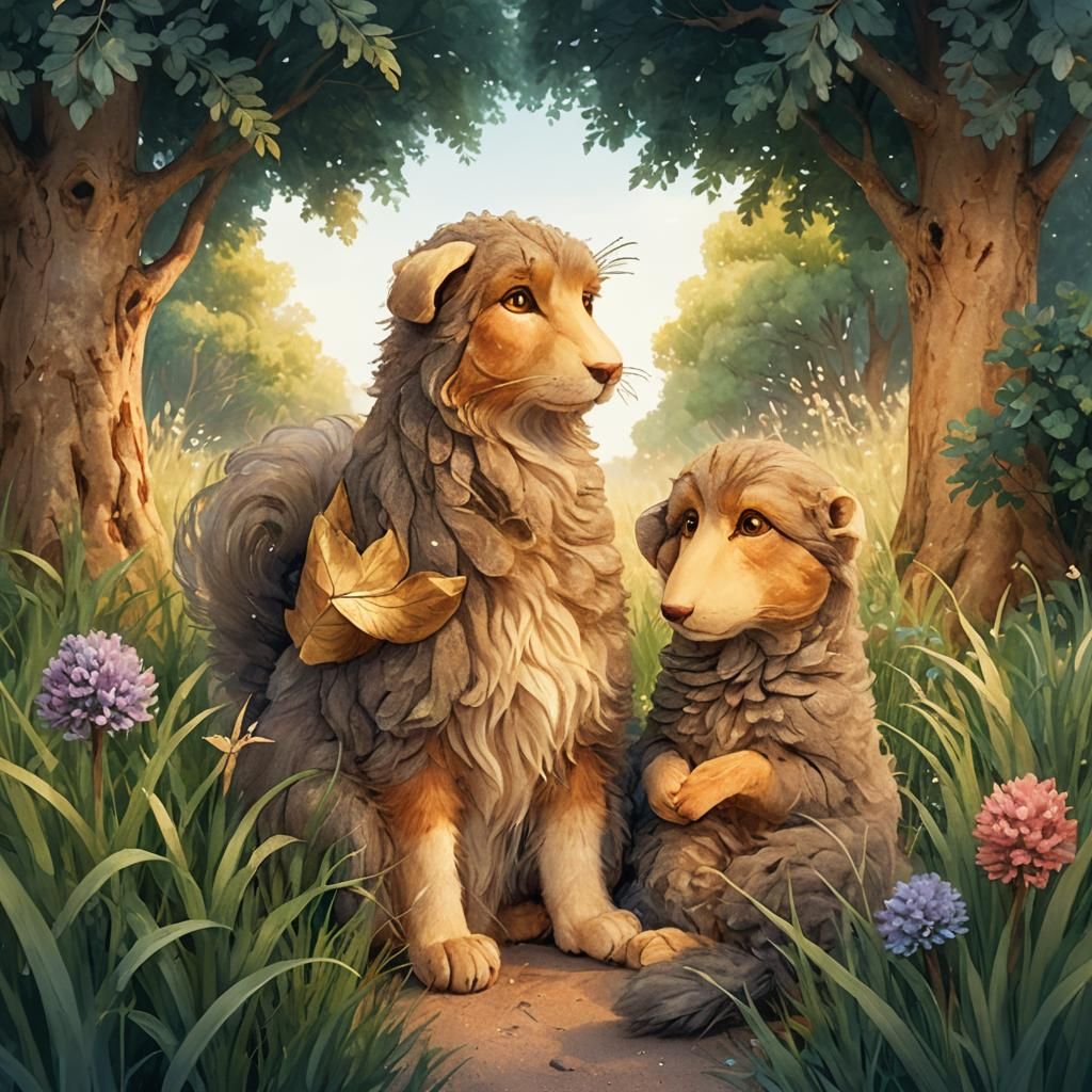 Gentle Furry Creature Portrait in Dreamy Pastel Art