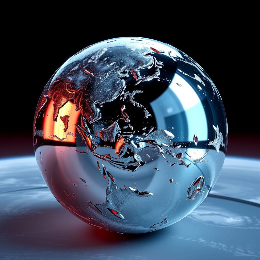 Chrome Earth: A Hyperrealistic Metallic Sphere