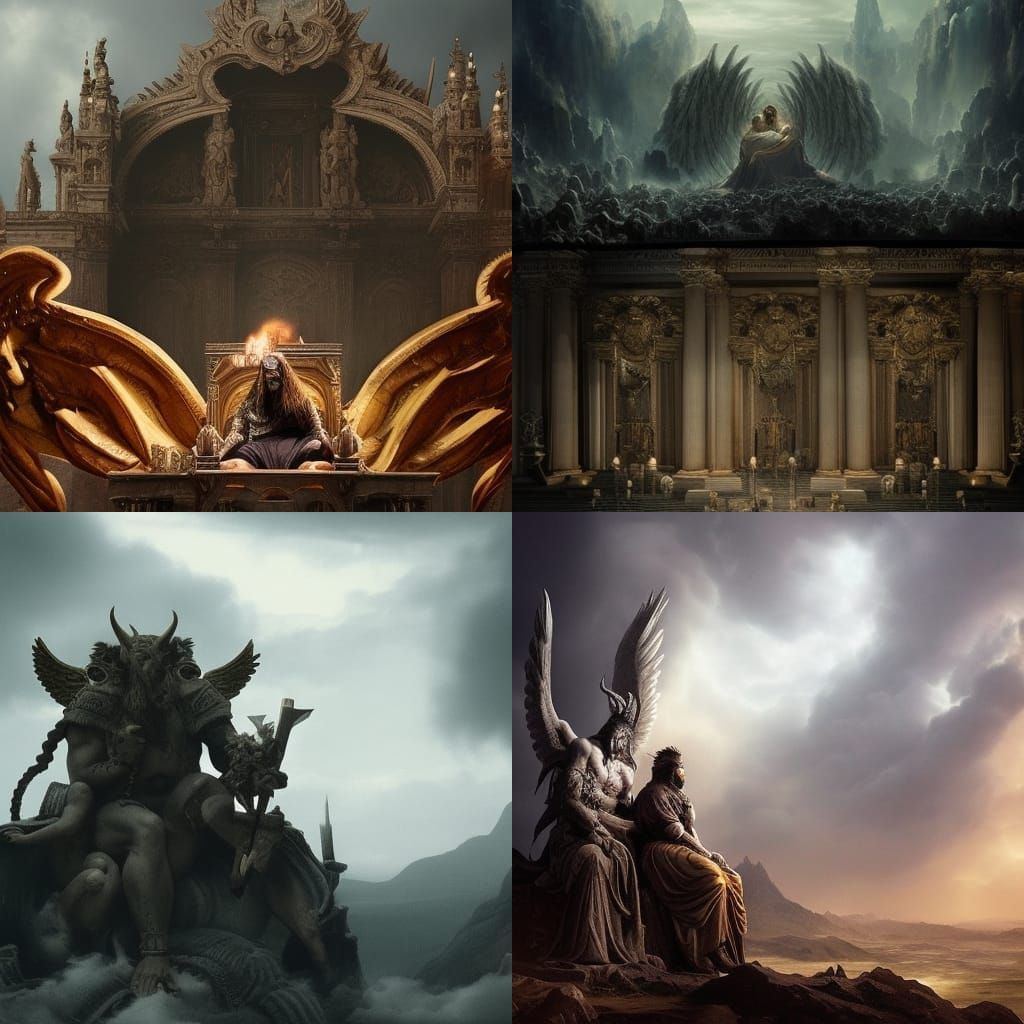 God and Satan Watching Epic Battle