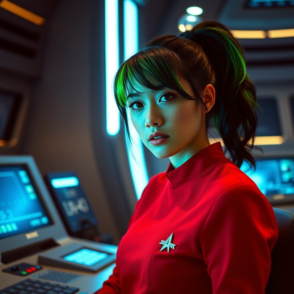 Vietnamese Starfleet Officer in Neon Green Hair, Operations ...