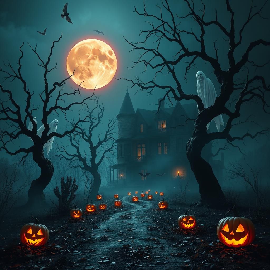 Hauntingly Beautiful Shadowy Night Beneath a Blood Moon