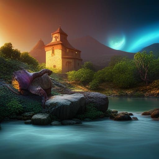 Moonbow Chameleon Fantasy Concept Art
