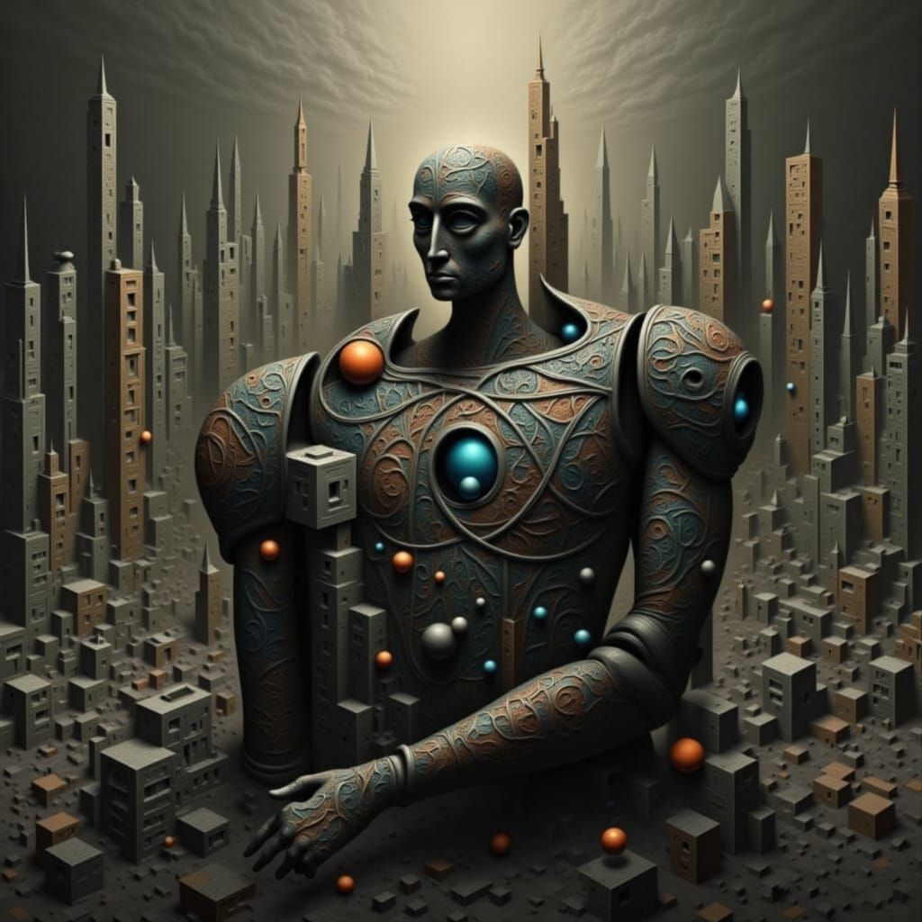 Futuristic Woman in Cyberpunk Cityscape, Syd Mead Style