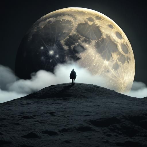 Detailed Lunar Landscape with Golden Light