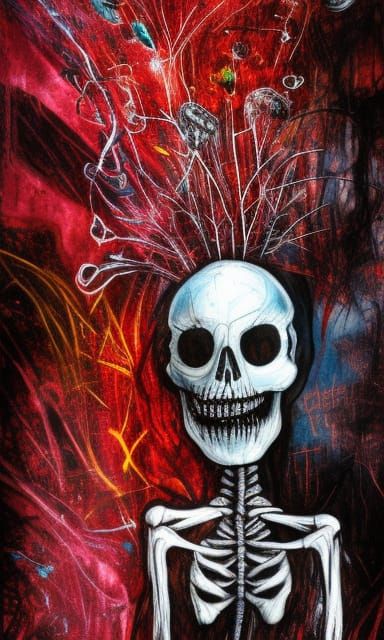 Surreal Skull Balloons in Dark Horror Style