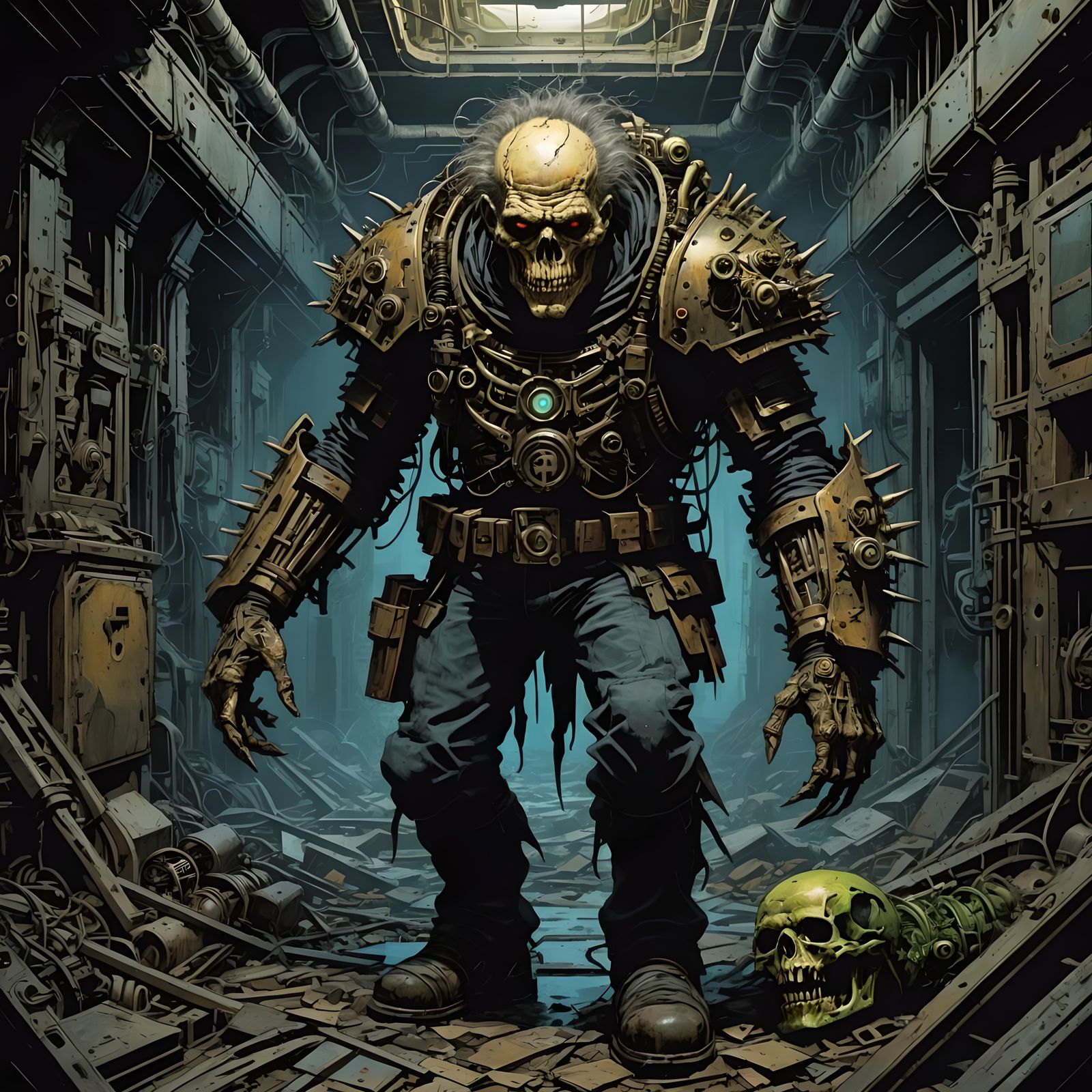 Gothic Horror in Cyberpunk Comic Art Style