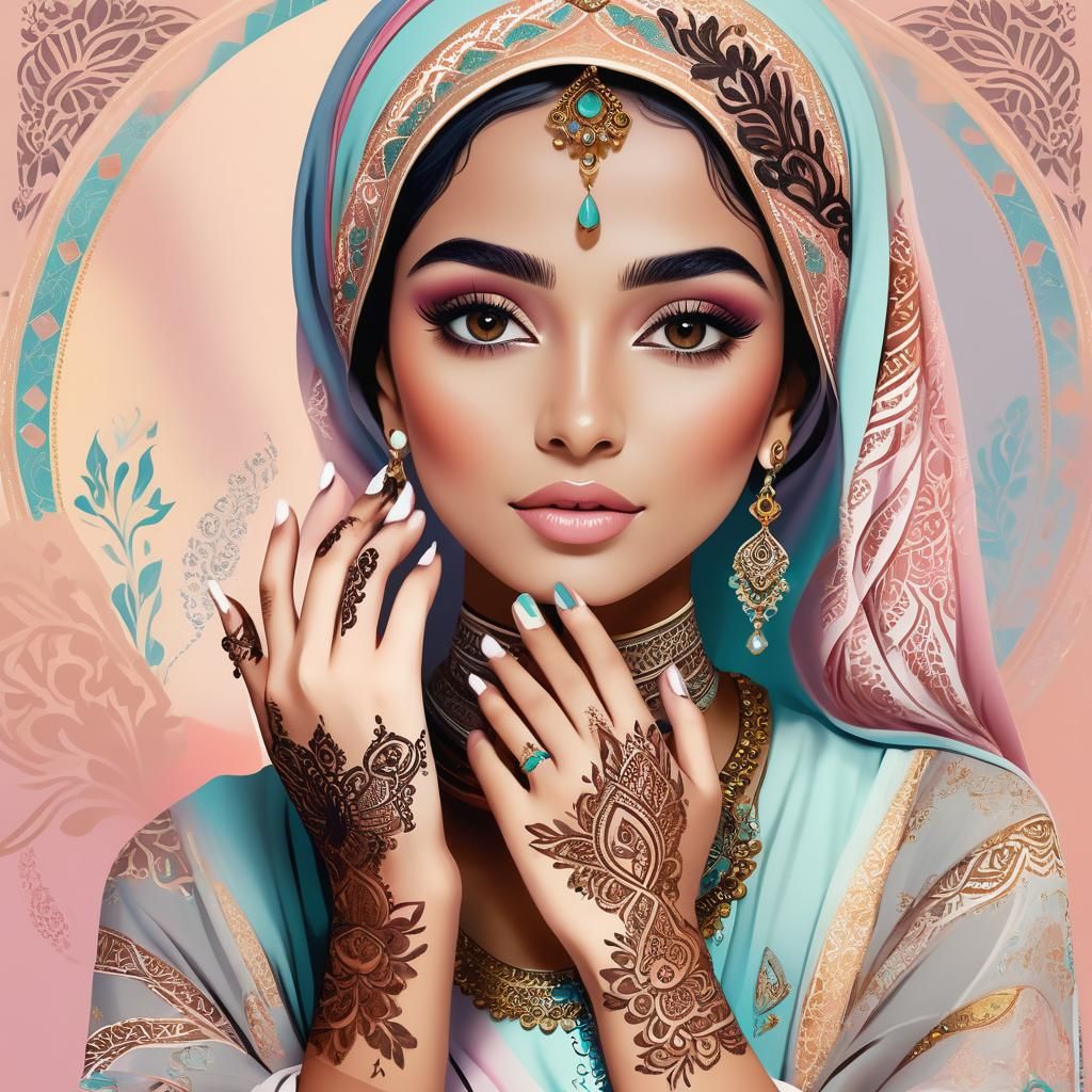Arabic Woman Illustration for Makeup Artist Website