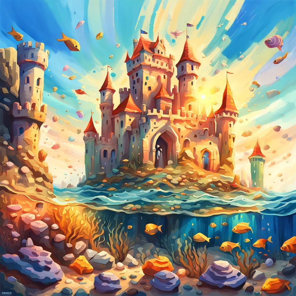 Underwater Sandcastle in Fauvist Fantasy Architecture