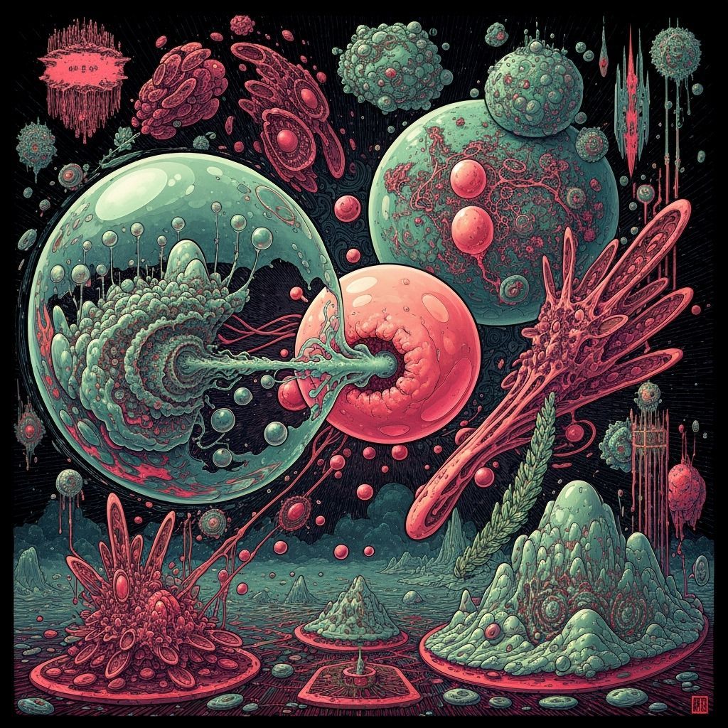 Surreal Sci-Fi Illustration of Bubbling Contours