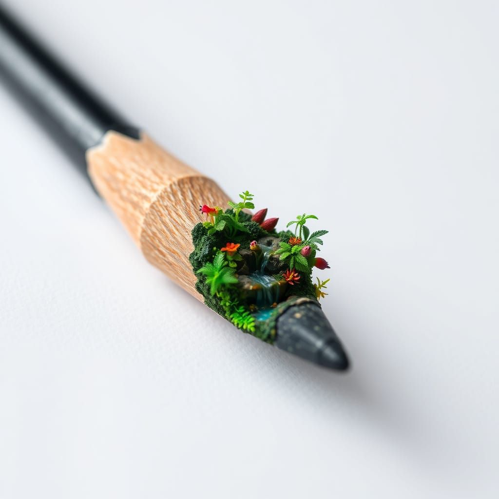 Pencil Tip Becomes Miniature Rainforest Teeming With Life