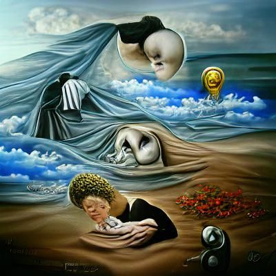 Sorrowful Mother Grieving Her Dead Son
