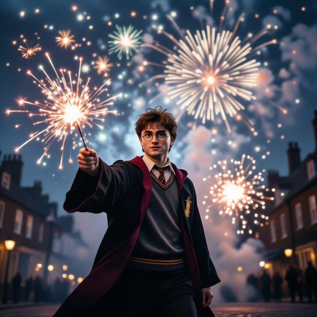 Harry Potter in Whimsical Fireworks Display