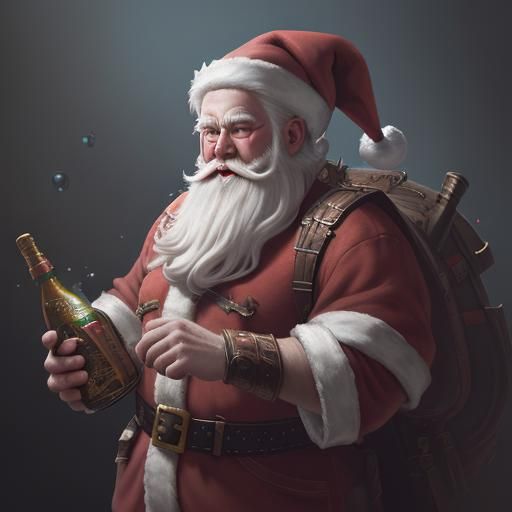 Drunk Santa Claus: Detailed Matte Painting