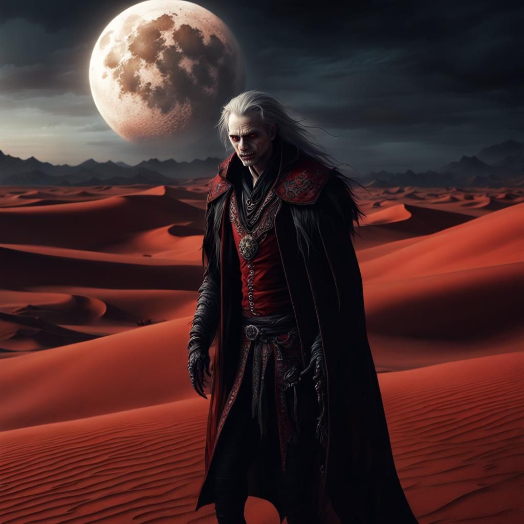Vampires Emerge from Desert Dunes at Night