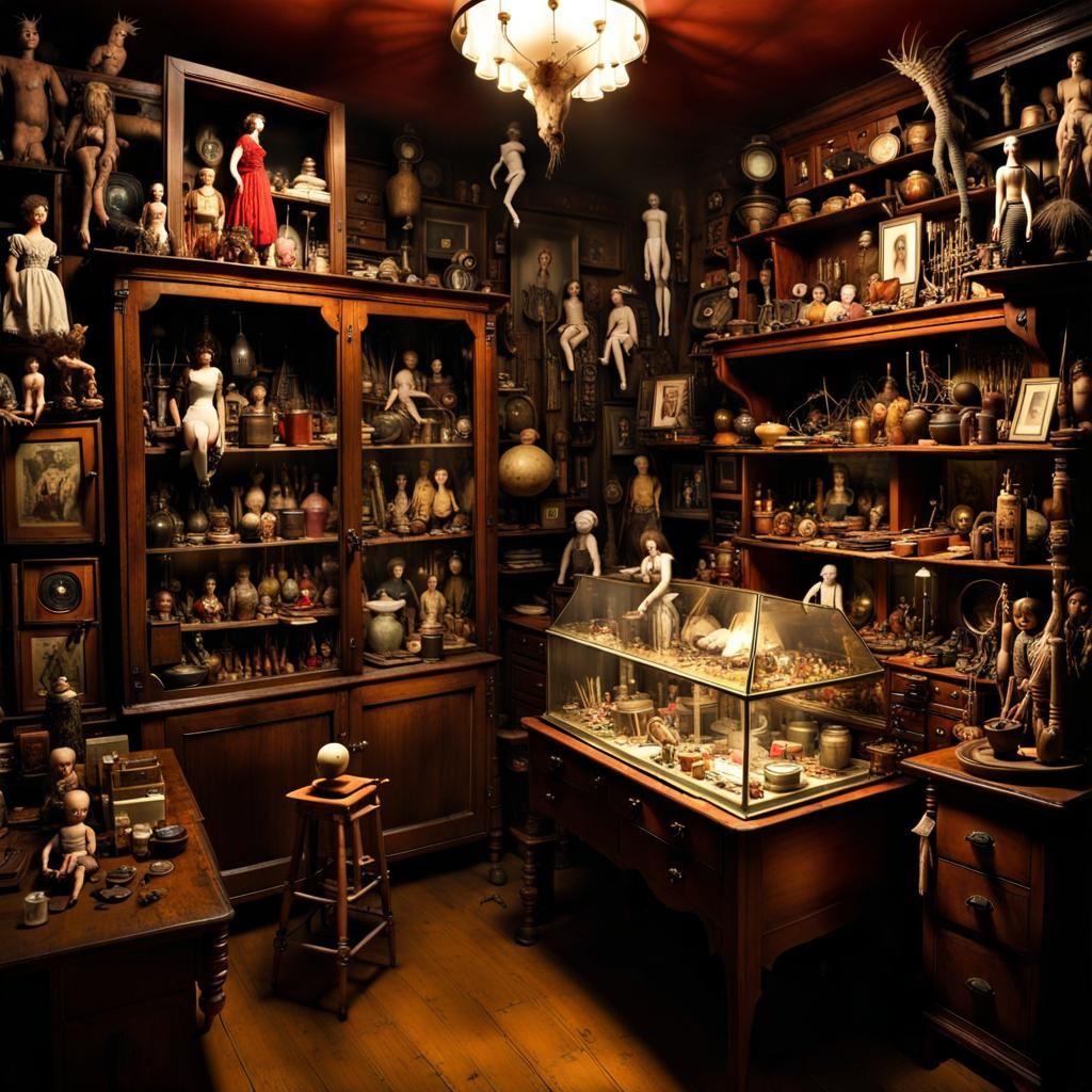 Macabre Cabinet of Curiosities in Maximalist Style