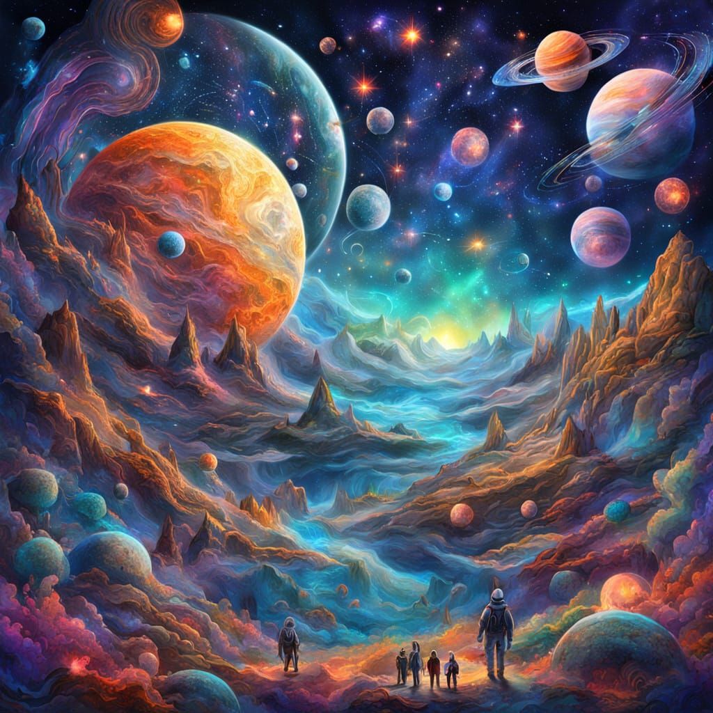 Space Voyager's Cosmic Quest: Holographic Astral Illustratio...