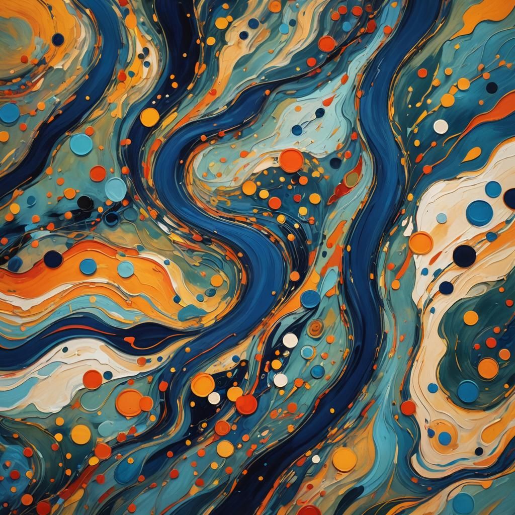 Abstract River Landscape in Expressionist Style