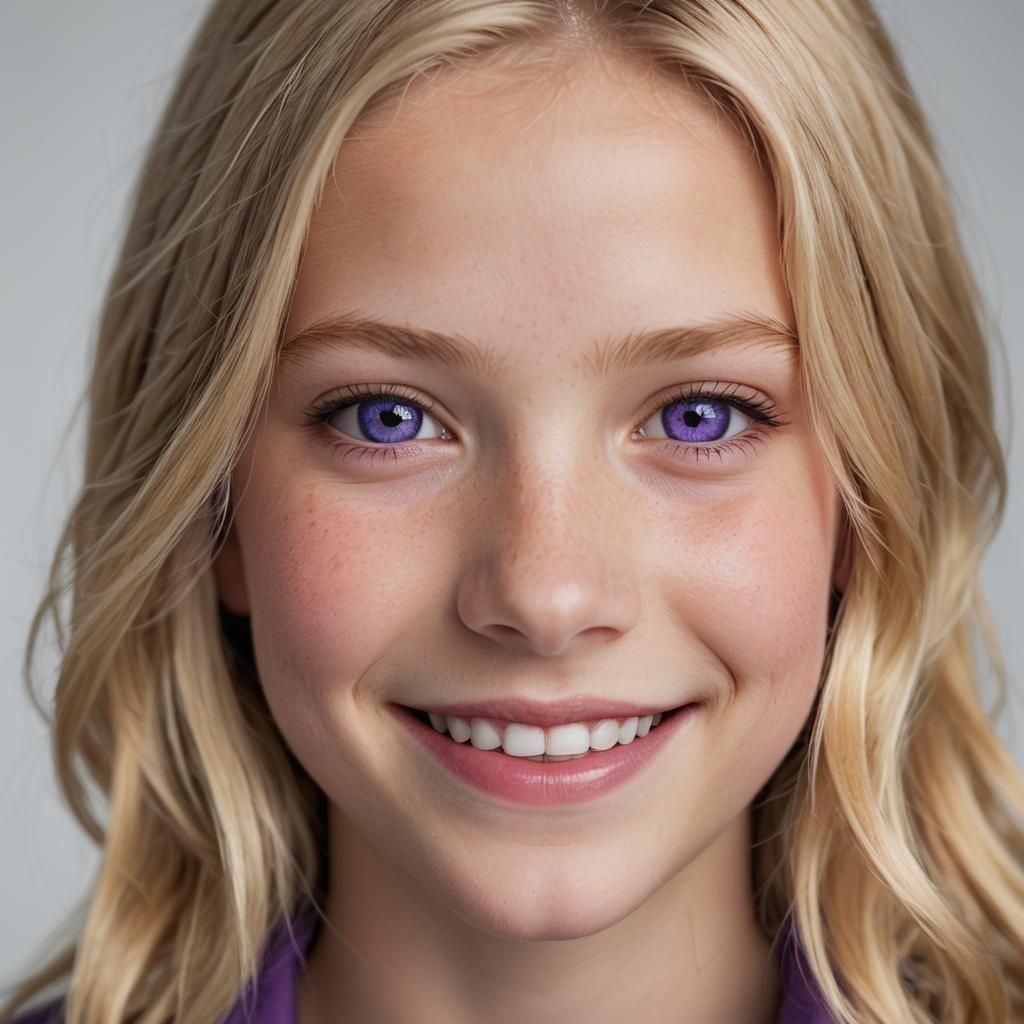 Violet-Eyed Girl Portrait in High-Key Lighting