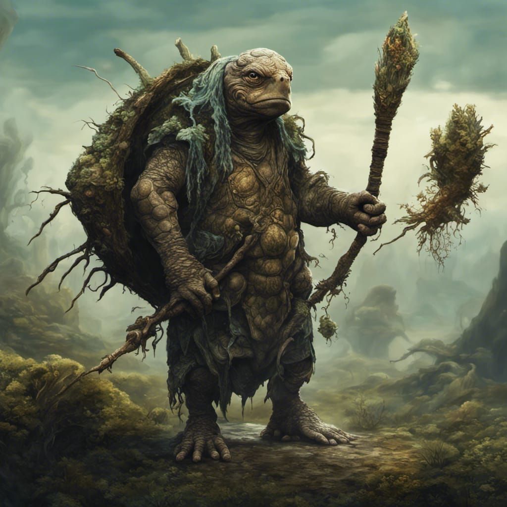 Tortle Druid Portrait with Fungal Growths