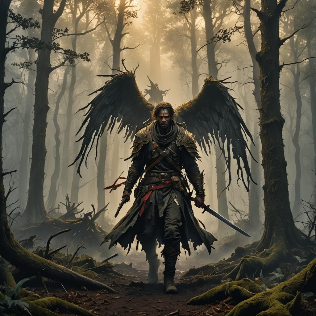 Angelic Protection: Apocalyptic Survivor in Dark Forest